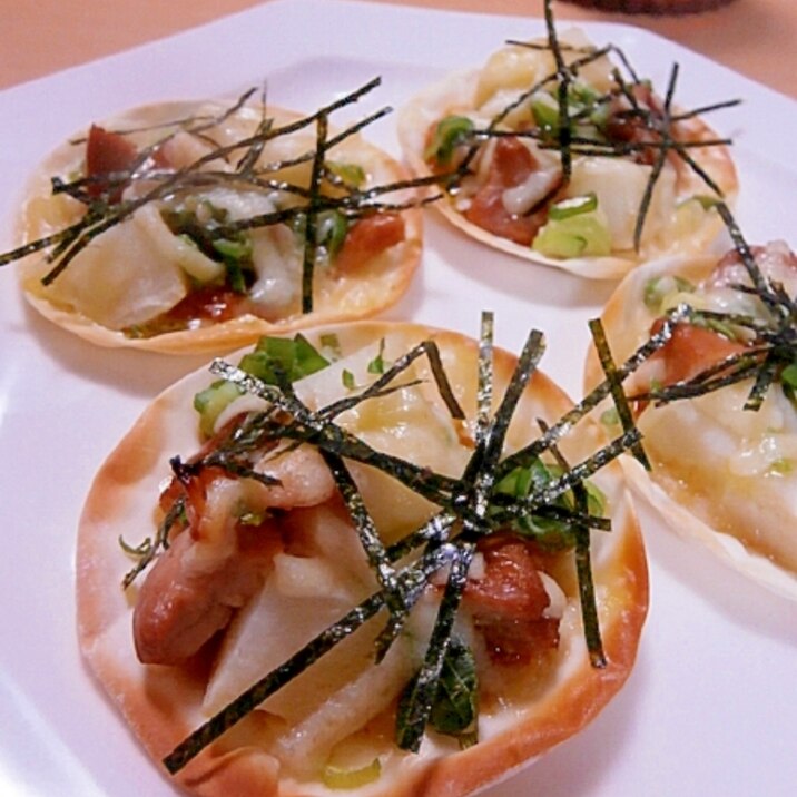 餃子の皮で☆照り焼きチキンとポテトのピザ☆